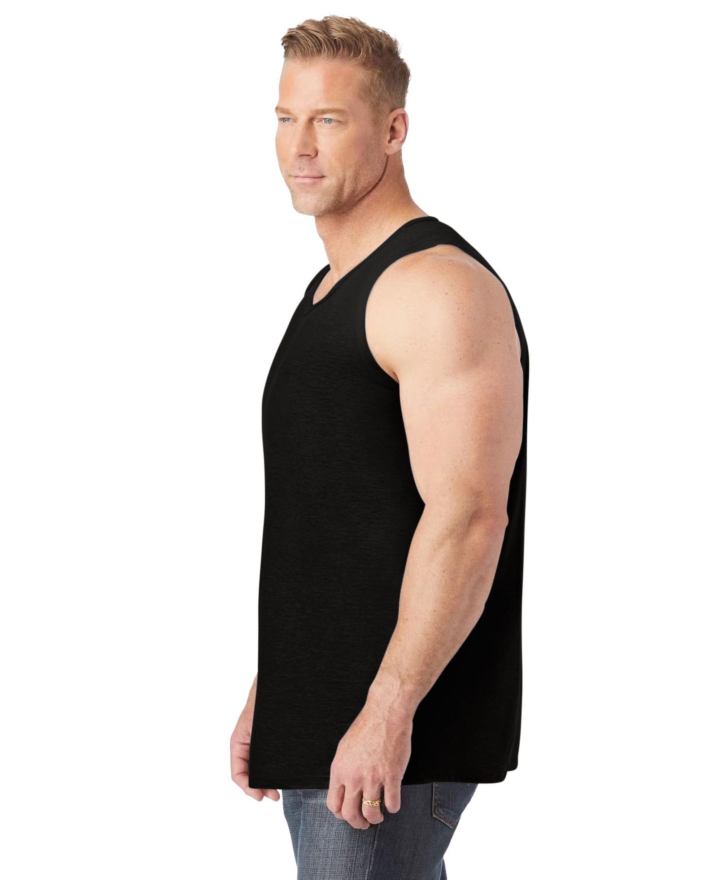 Мужская лёгкая удлинённая майка KingSize Shrink-Less, цвет: Чёрный — фото 5