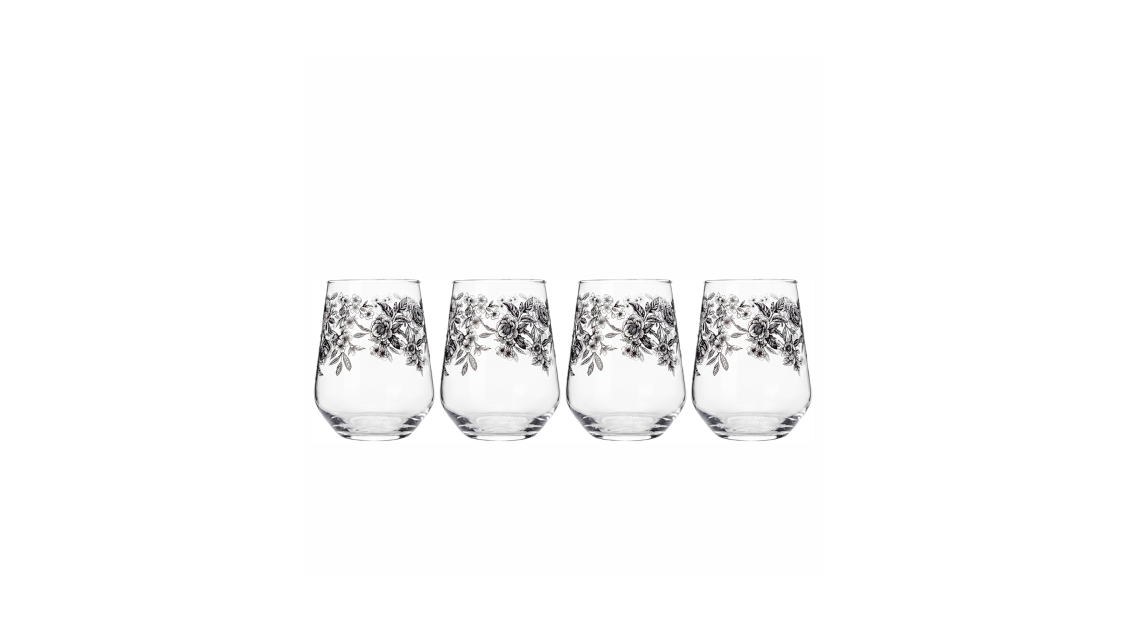 Mikasa Windsor Rose Stemless Wine Glasses, Set of 4
