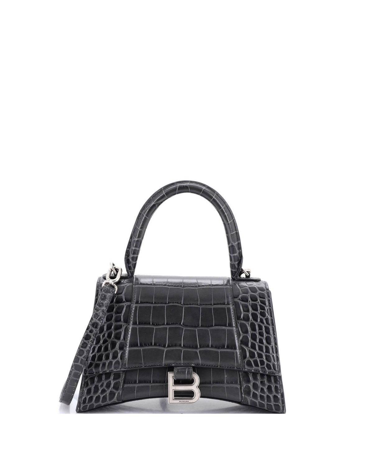 Pre-Owned Balenciaga Small Hourglass Top Handle Bag Embossed Leather - Grey