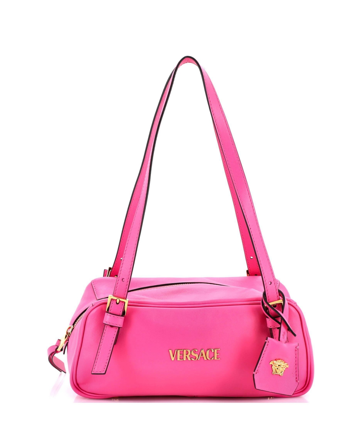 Pre-Owned Versace Tag Bowling Bag Leather - Pink
