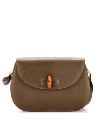 Medium Vintage Convertible Bamboo Top Handle Bag Leather