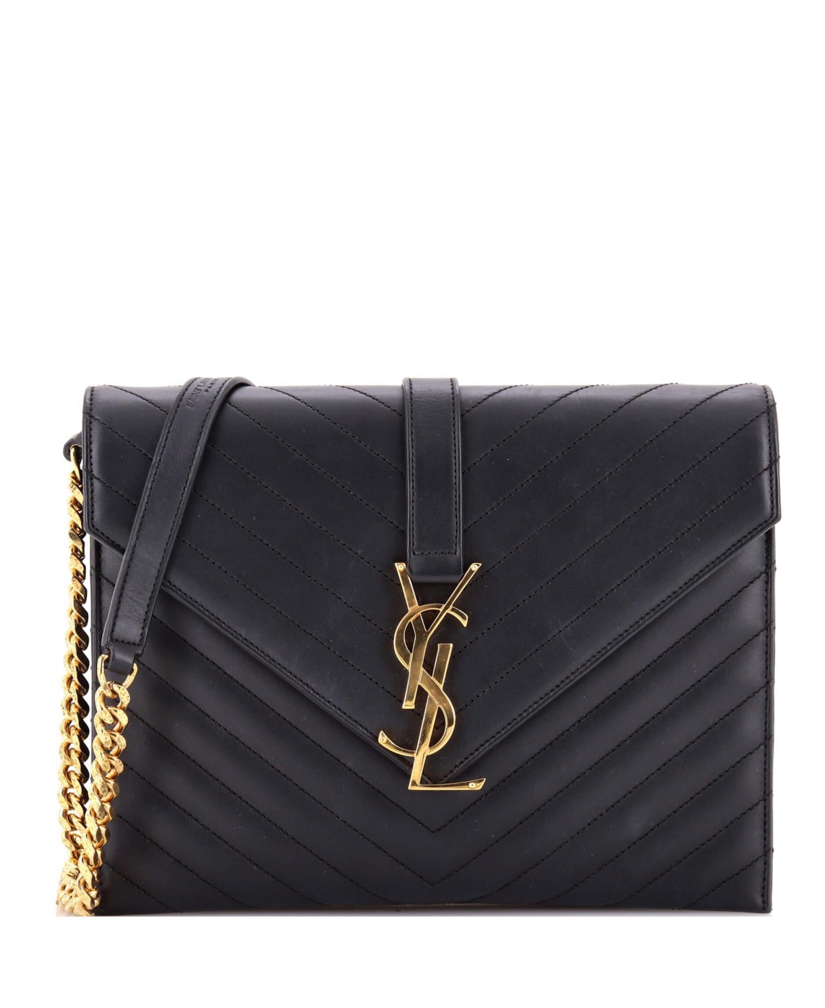 Pre-Owned Saint Laurent Classic Monogram Matelasse Chevron Leather Shoulder Bag