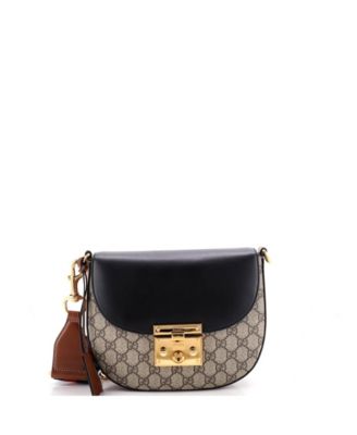 Medium Padlock Saddle Shoulder Bag GG Coated Canvas and Leather