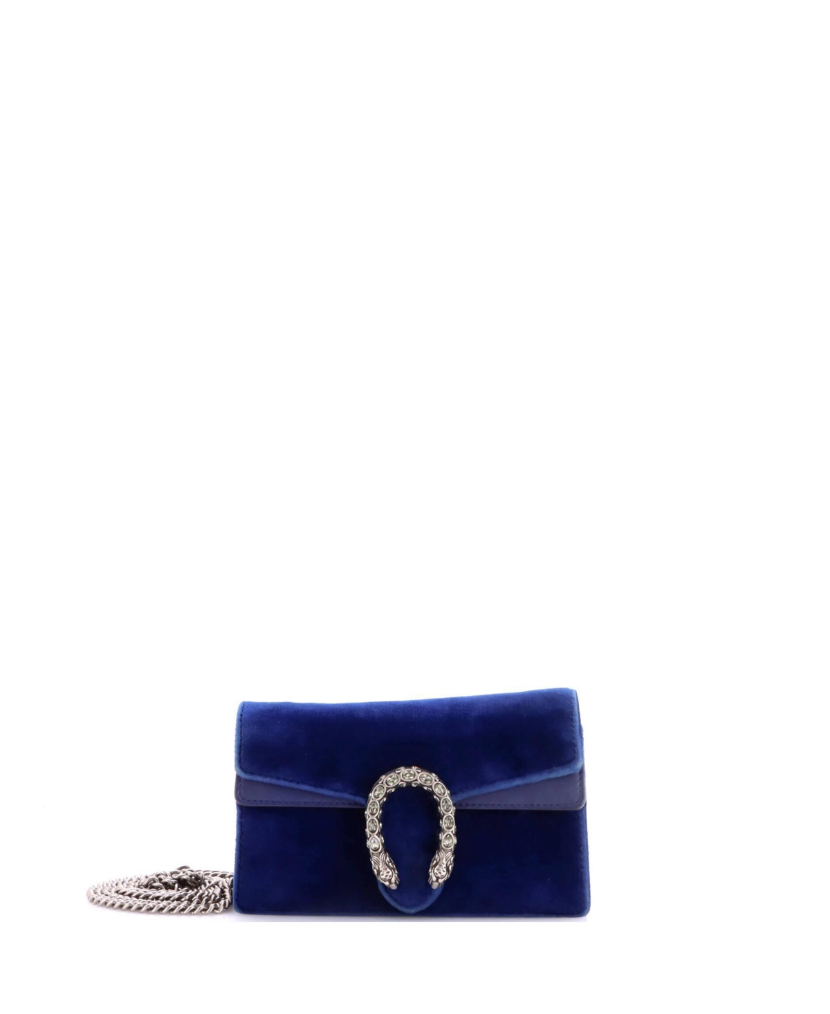 Pre-Owned Gucci Super Mini Dionysus Bag Velvet - Blue