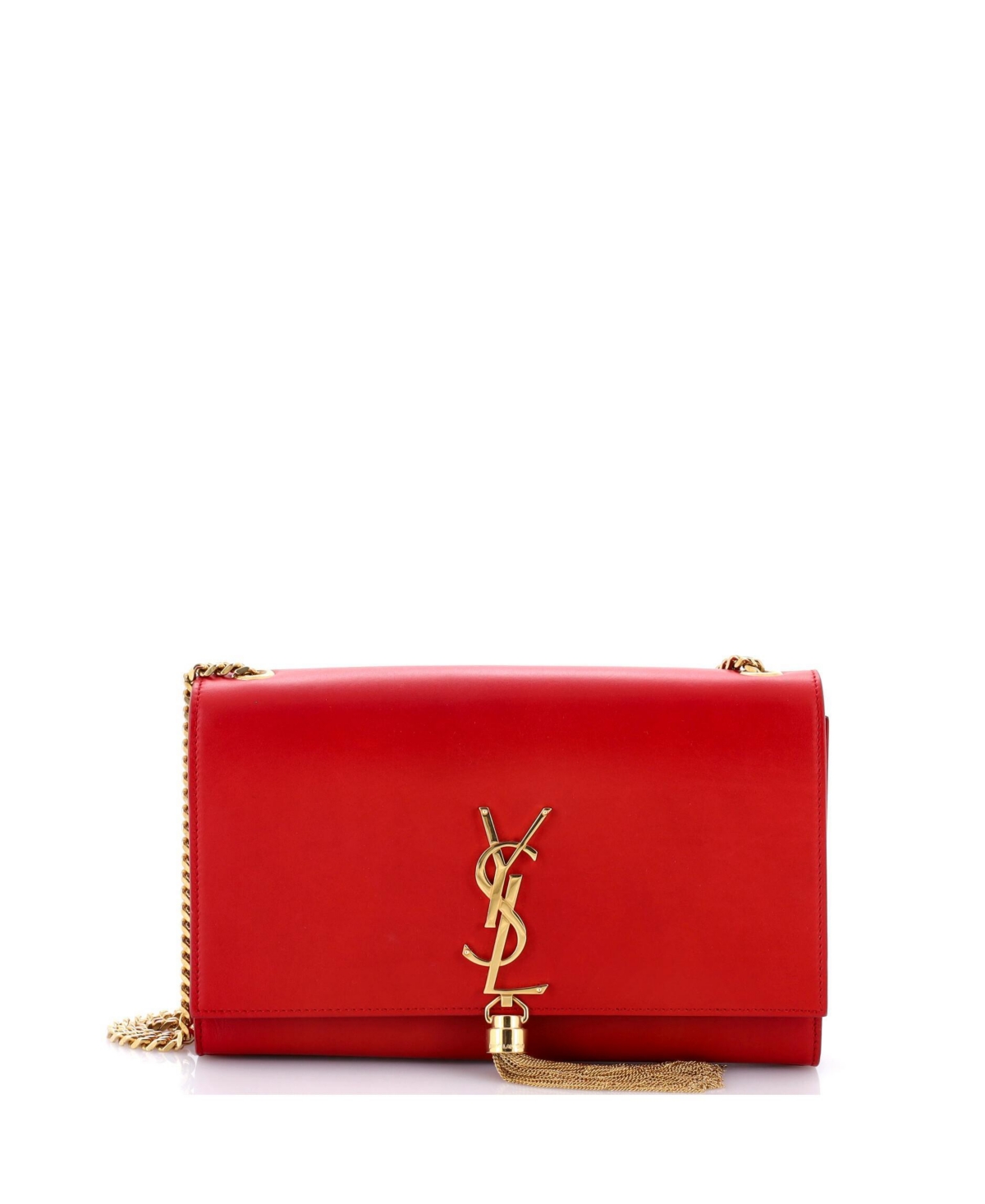 Pre-Owned Saint Laurent Medium Classic Monogram Tassel Crossbody Bag Leather - Red