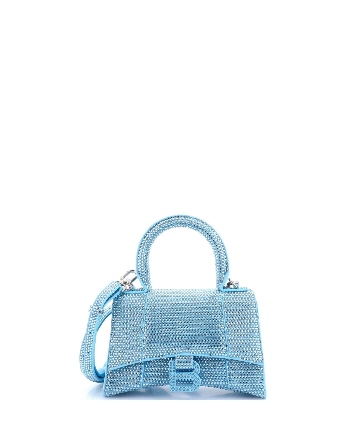 Pre-Owned Balenciaga Hourglass Top Handle Faux Suede Crystal Shoulder Bag, 7.5" W x 5" H x 3" D