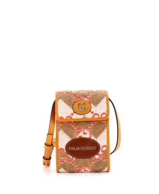 Destination Phone Flap Crossbody Bag Straw Effect GG Raffia