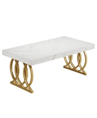 Modern Kitchen Dining Table with Faux Marble Finish for 4 to 6 Persons