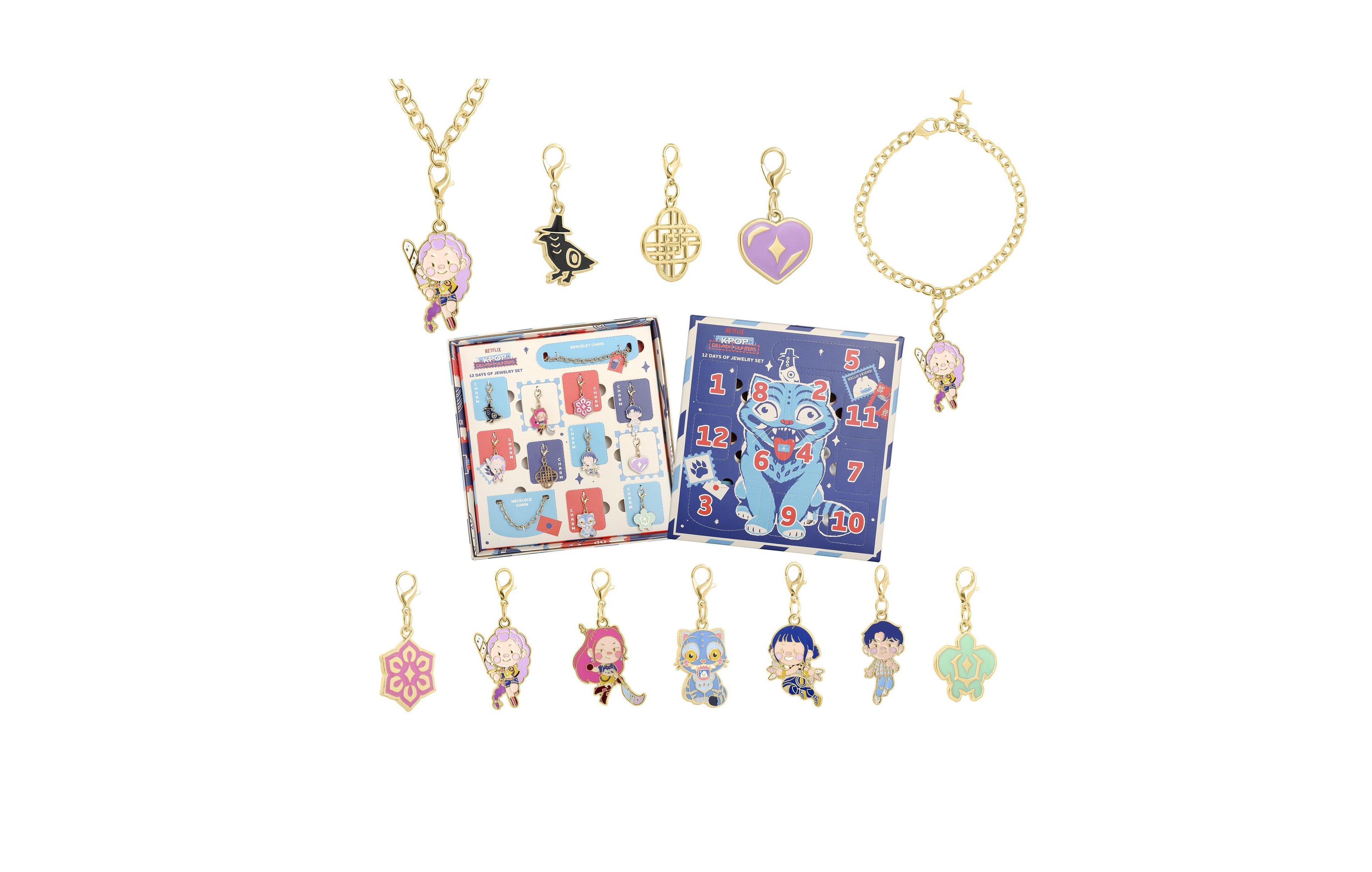 KPop Demon Hunters Gold-Tone Advent Calendar Officially Licensed Jewelry Set, 12-Piece