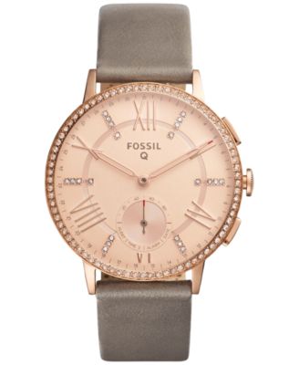 Fossil - Women's Gazer Hybrid Gray Leather Strap Smart watch 41MM FTW1116