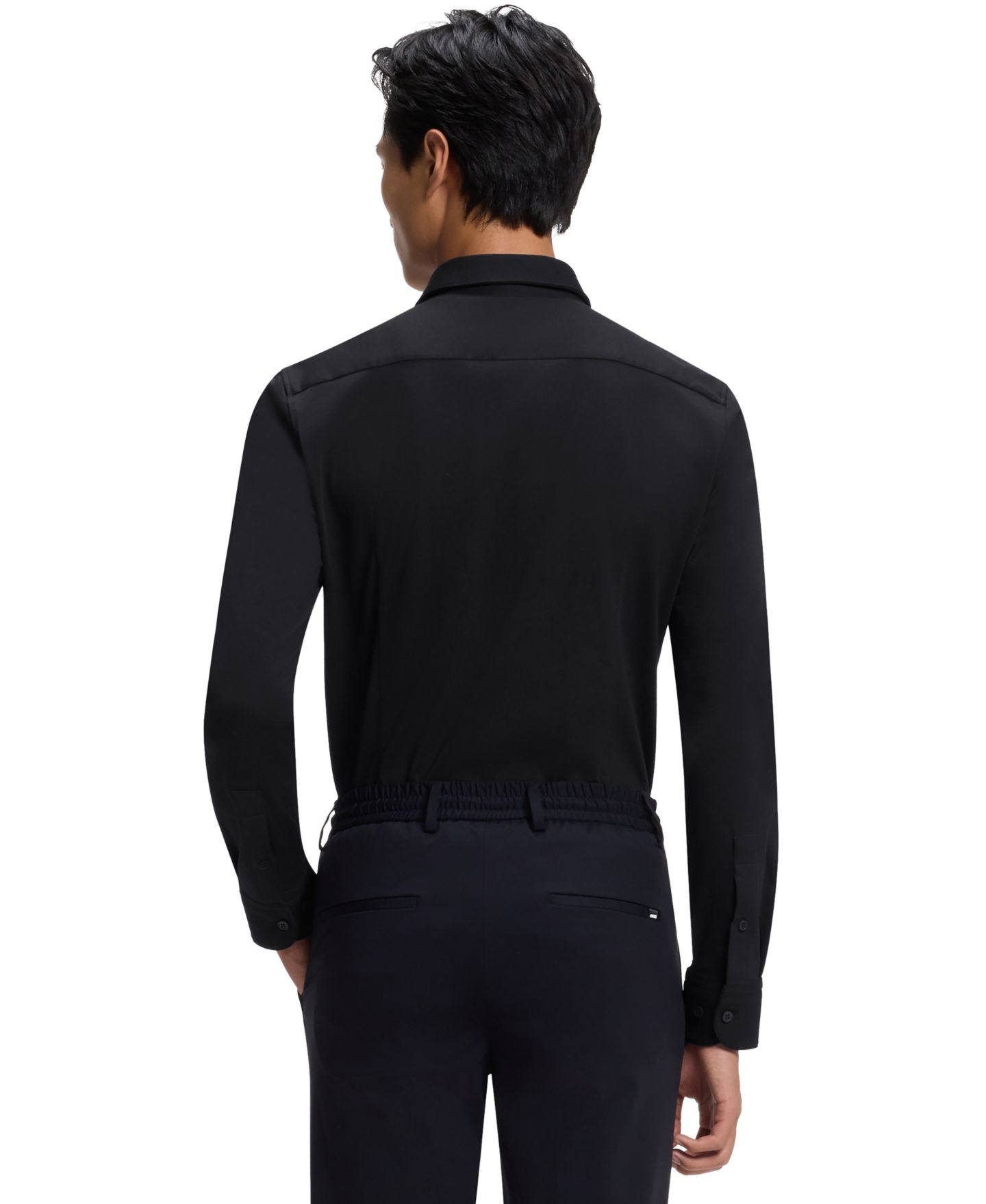 Мужская рубашка Hugo Boss Performance-Stretch Slim-Fit Dress Shirt, цвет: Чёрный — фото 7