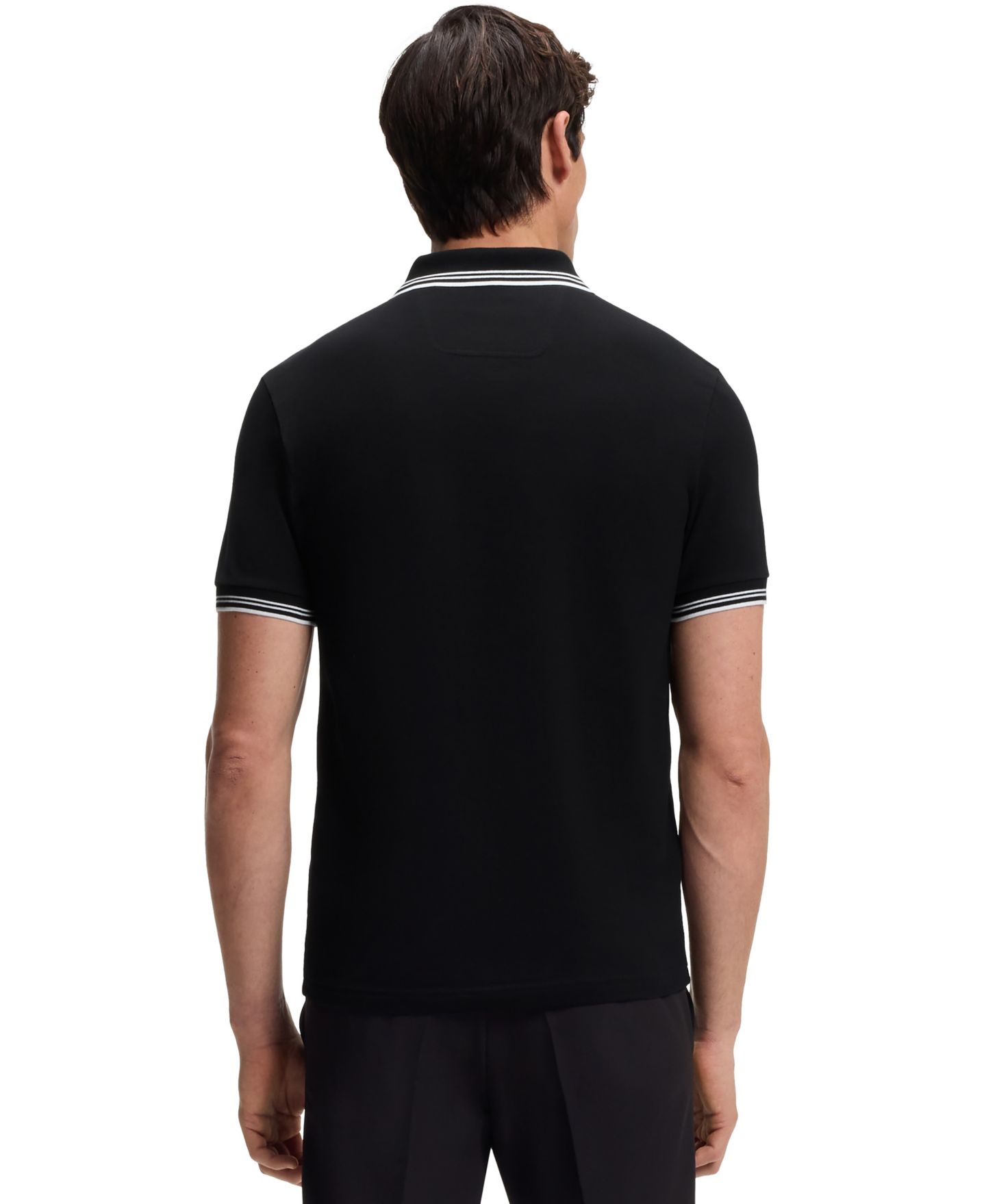 Мужские поло BOSS by Hugo Boss Stretch-Cotton Slim-Fit Polo Shirt, цвет: Чёрный — фото 6
