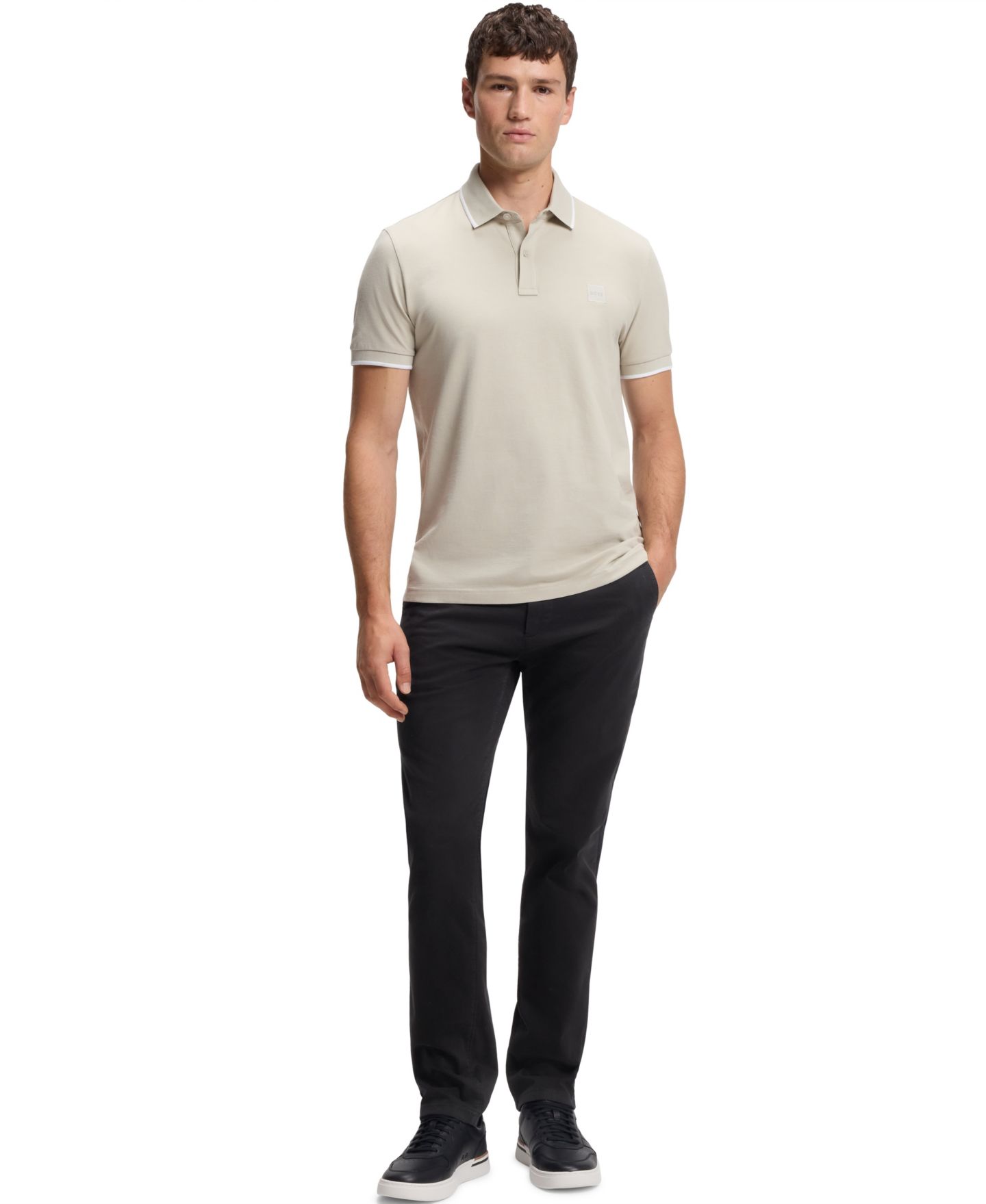 Мужские брюки Hugo Boss Stretch-Cotton Satin Slim-Fit Chinos, цвет: Чёрный — фото 4