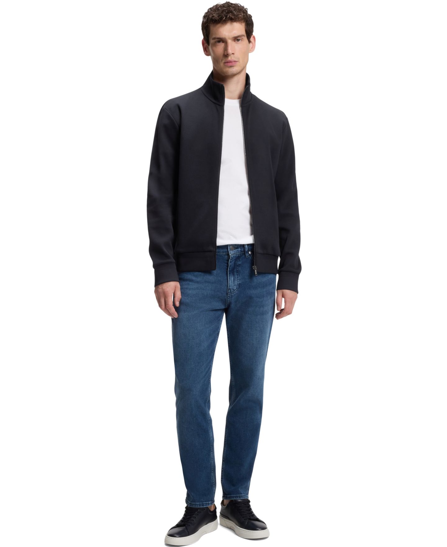 Мужская толстовка Hugo Boss Regular-Fit Zip-Up, цвет: Тёмный синий — фото 6