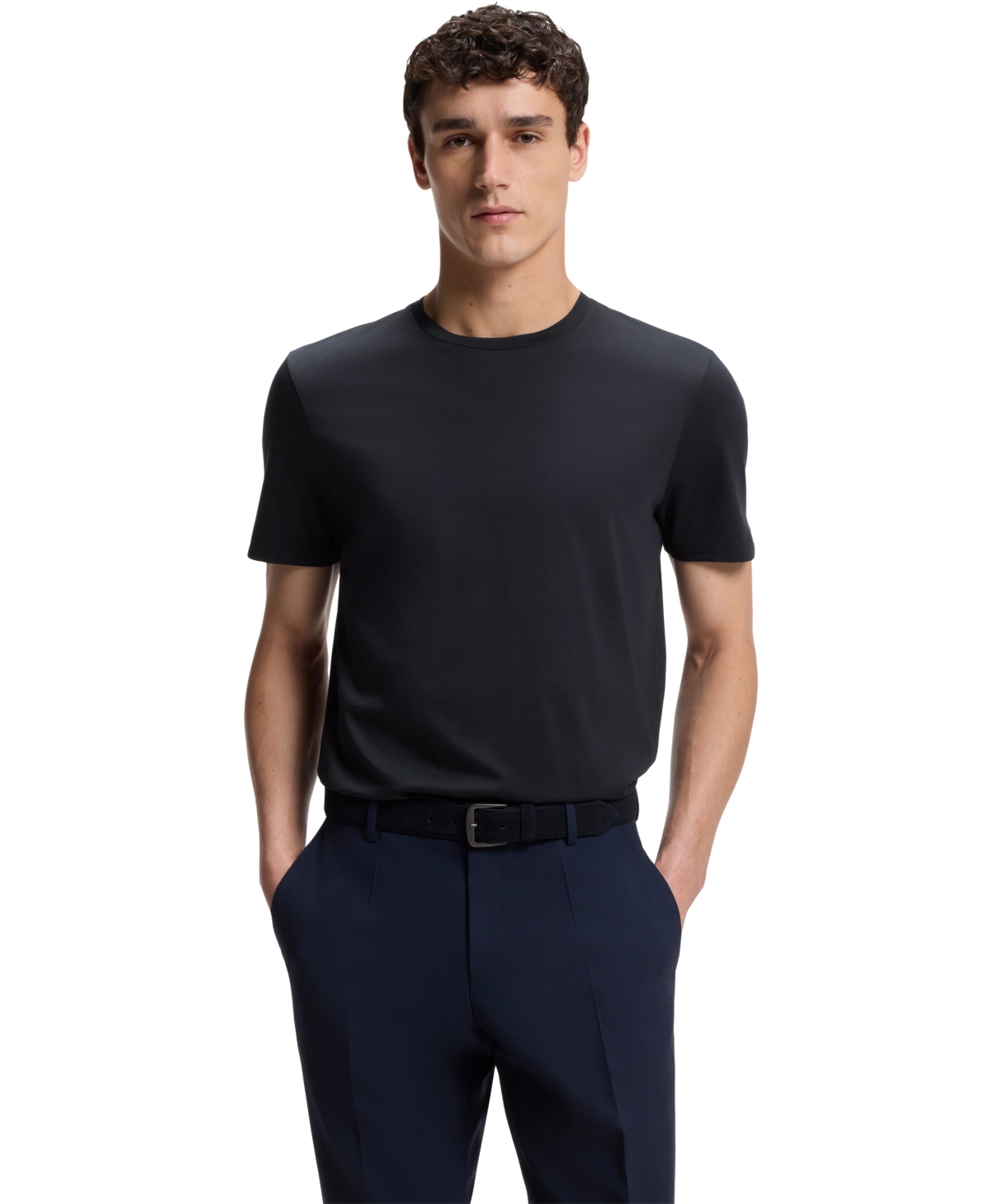 Boss by Hugo Boss Men's Slim-Fit Mercerized-Cotton T-shirt - Dark Blue