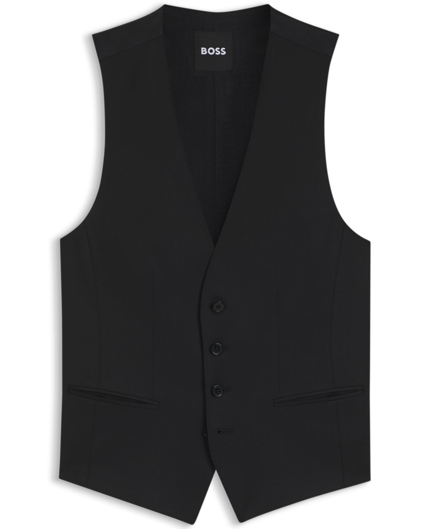Мужской однобортный жилет Hugo Boss Boss, цвет: Чёрный — фото 4
