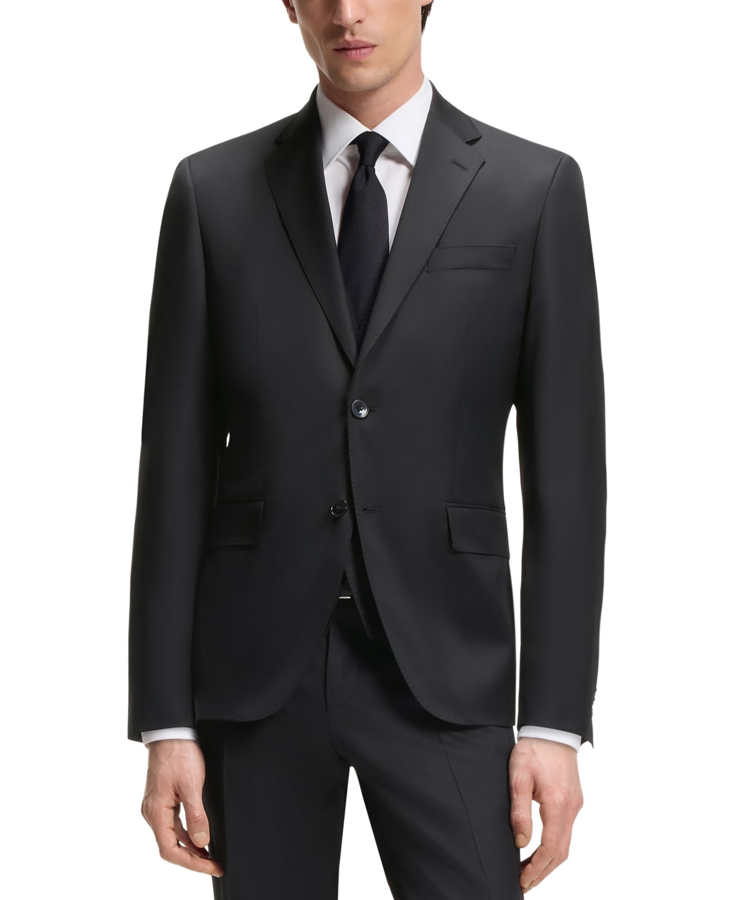 Мужской пиджак Hugo Boss Virgin-Wool Serge Suit, цвет: Чёрный — фото 7