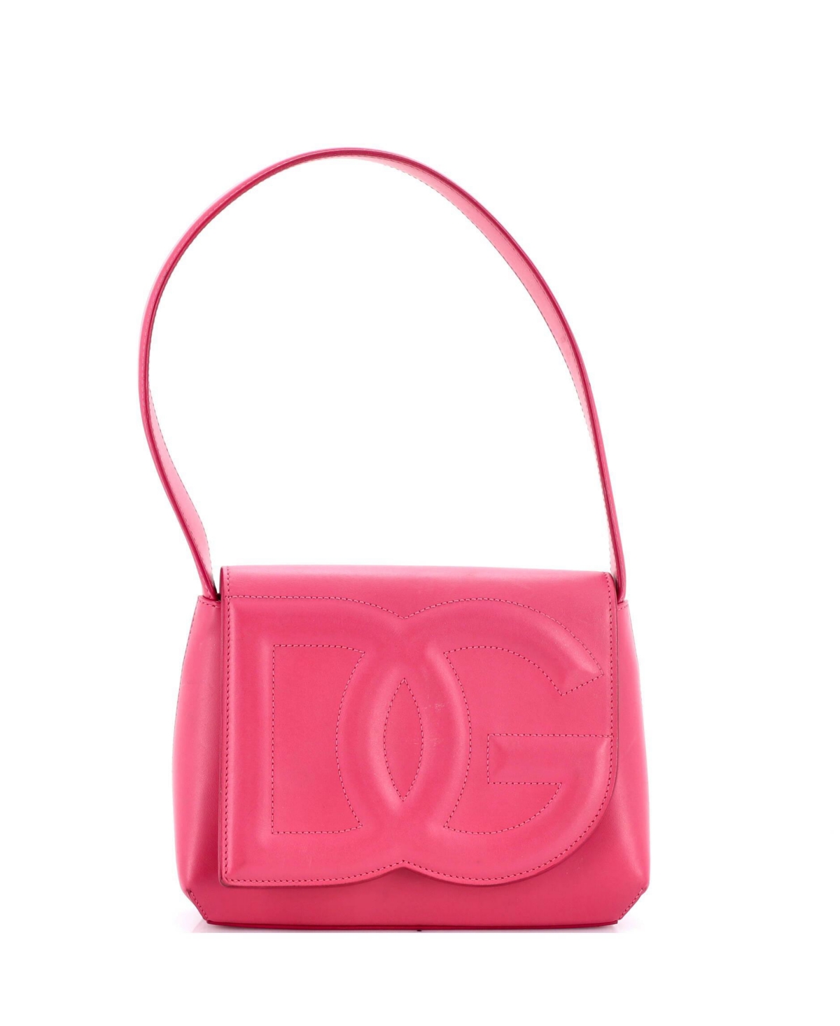 Pre-Owned Dolce and Gabbana Small Dg Logo Flap Hobo Bag Leather