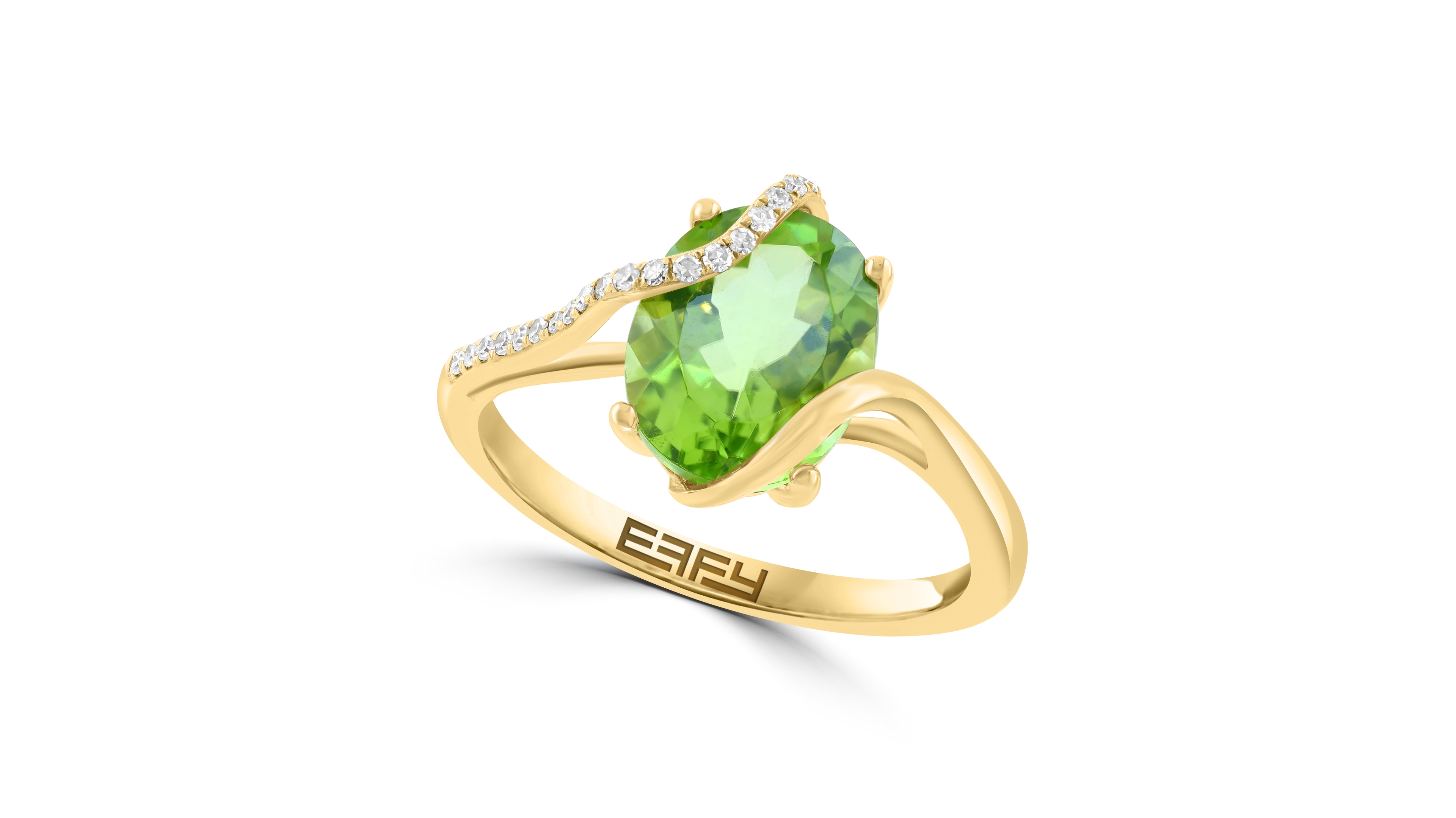 Effy Collection Peridot and Diamond Cocktail Ring (2-5/8 ct. t.w. Peridot, 1/10 ct. t.w. Diamond) in 14k Yellow Gold