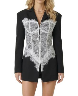 Women's Lace Corset Detail Tailored-Fit Blazer