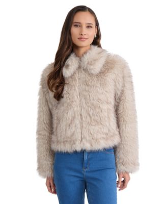 Women's Zip-Front Faux Fur Long-Sleeve Jacket