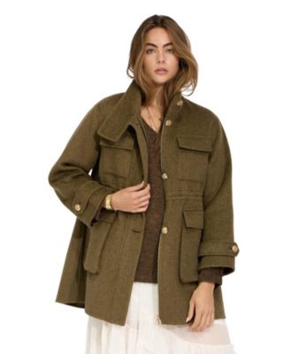 Women's On The Move Utility Wool-Blend Drawstring-Waist Jacket