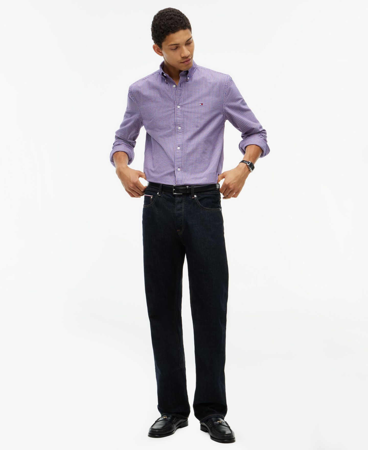 Мужская рубашка Tommy Hilfiger Heritage Oxford Tartan Long-Sleeve Regular-Fit, цвет: Красный / Клетчатый — фото 2