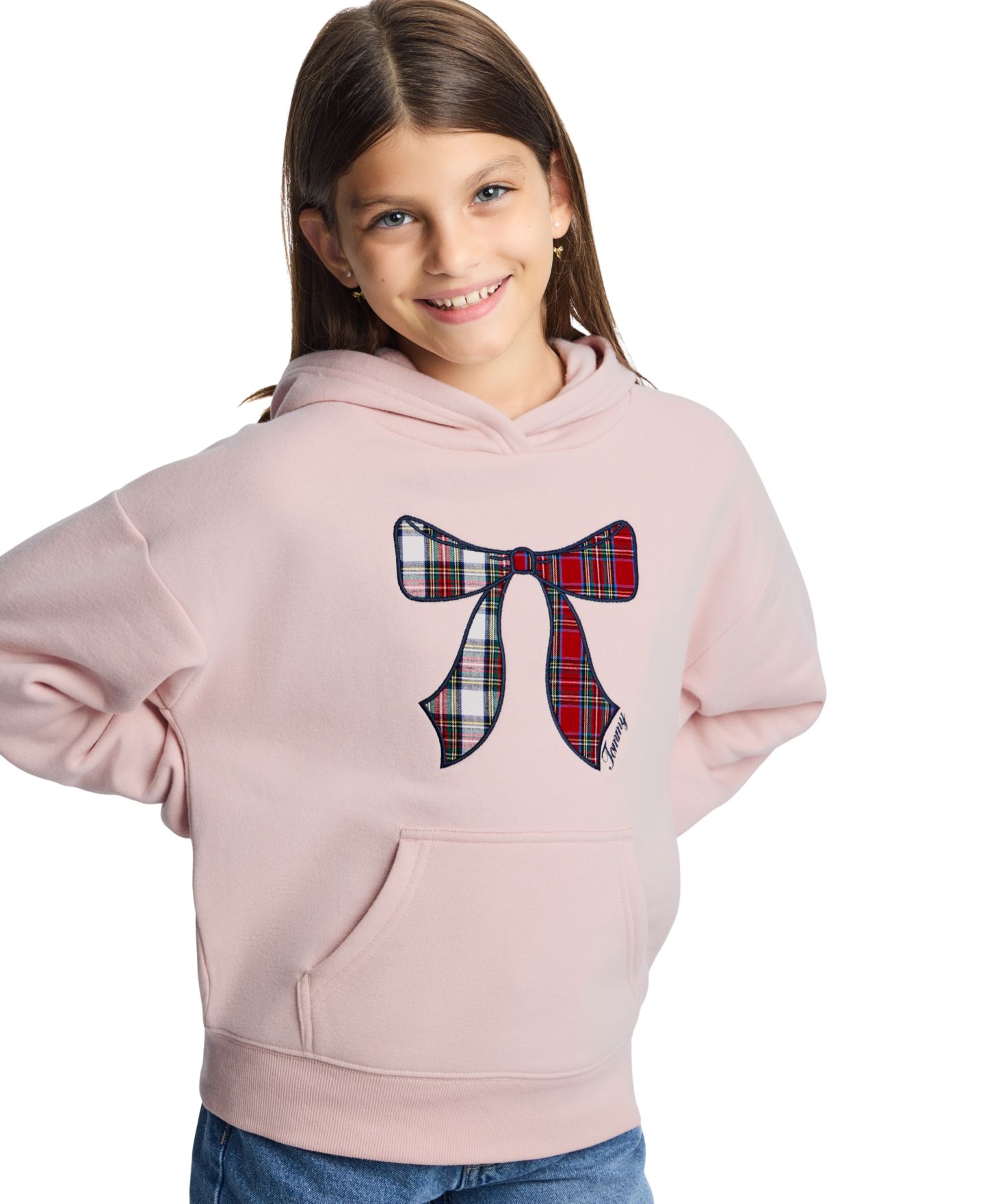 Худи Tommy Hilfiger Popover Oversized-Hood Kangaroo-Pocket для девочек, цвет: Lotus — фото 5