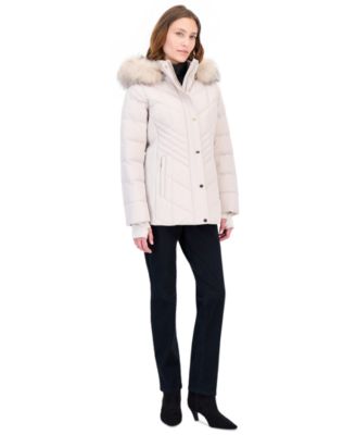 Women's Faux-Fur-Trim Hooded Puffer Coat, Created for Macy's