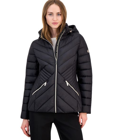 Женская куртка MICHAEL Michael Kors Hooded Packable Puffer, цвет: Чёрный