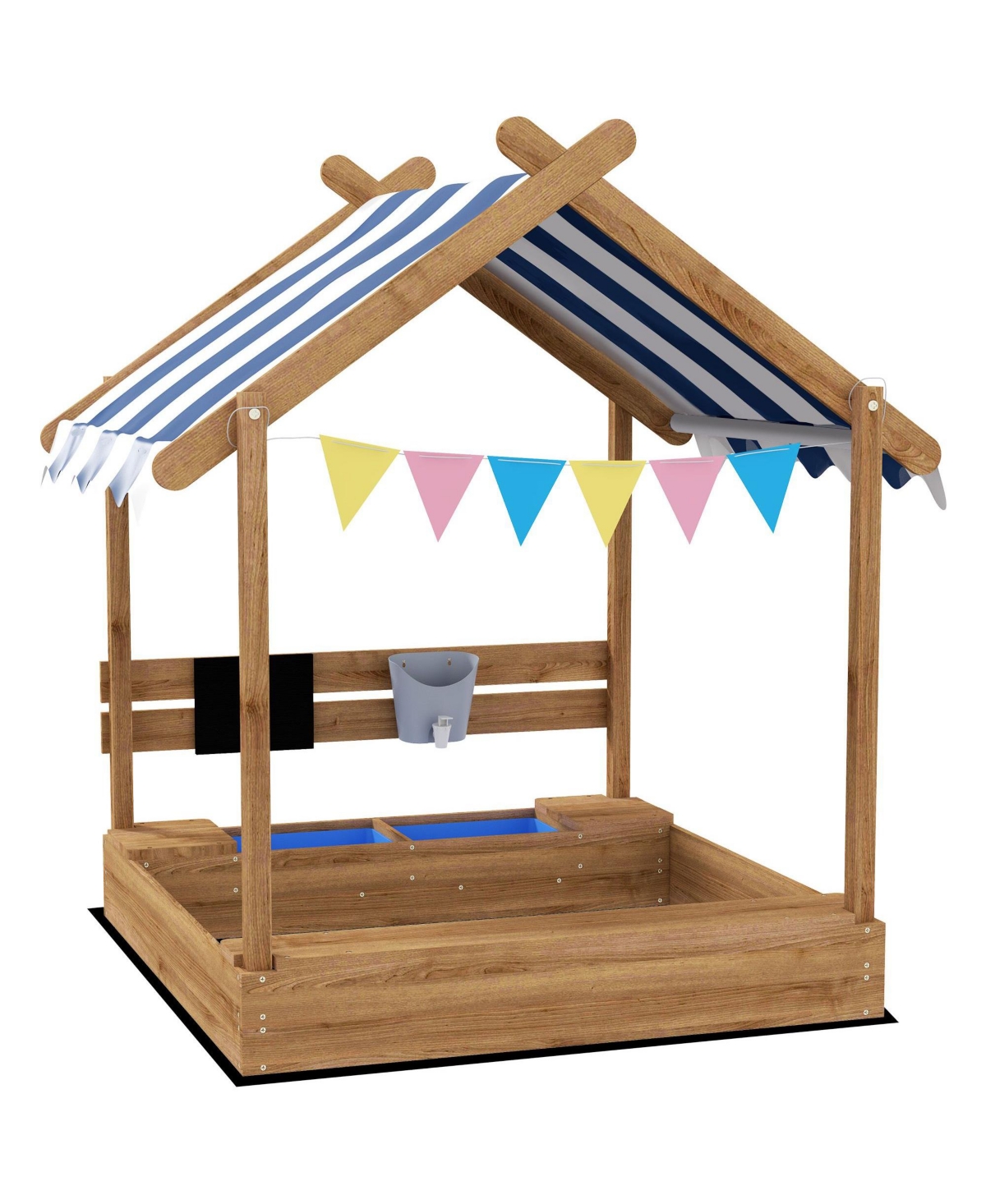 Sevorley Wood Sandbox with Canopy, Fits Up to 2 Children, Ages 3-7