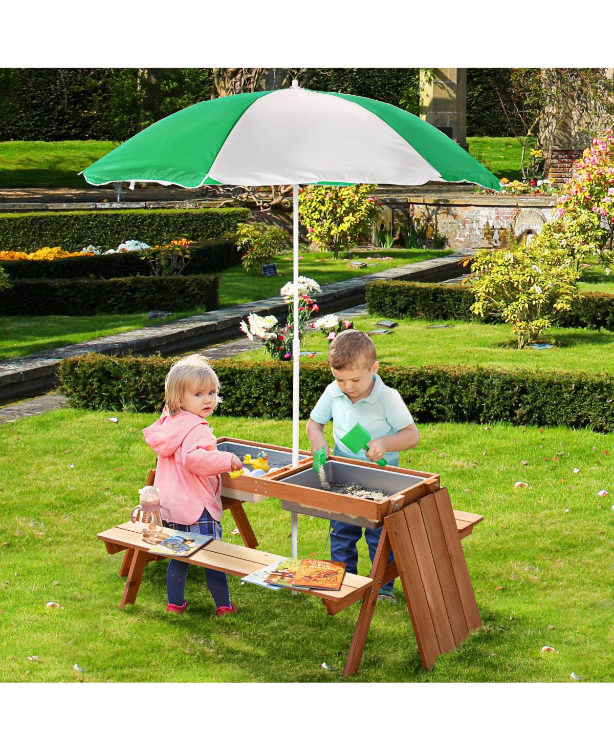 Sevorley Kids Outdoor Sandbox, Umbrella for Supervised Play at Home ages 3 to 6 years