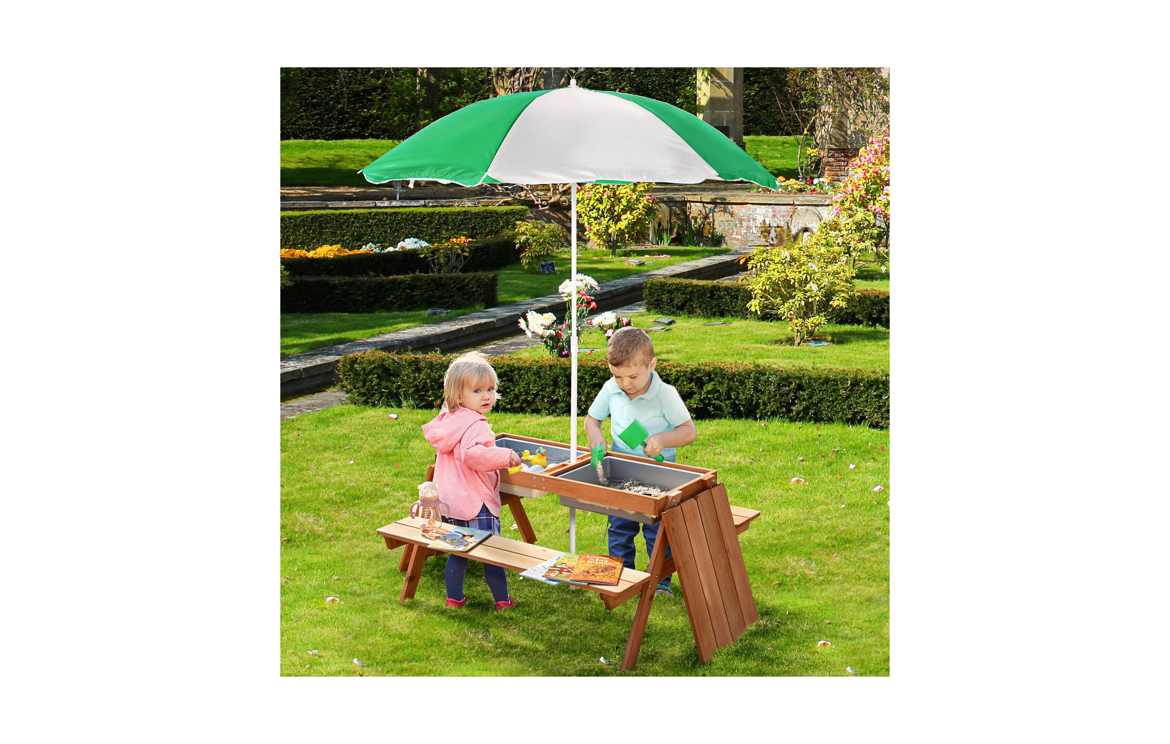 Sevorley Kids Outdoor Sandbox, Umbrella for Supervised Play at Home ages 3 to 6 years