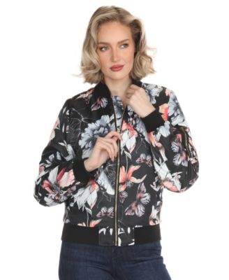 Women's Floral Lined Bomber Jacket