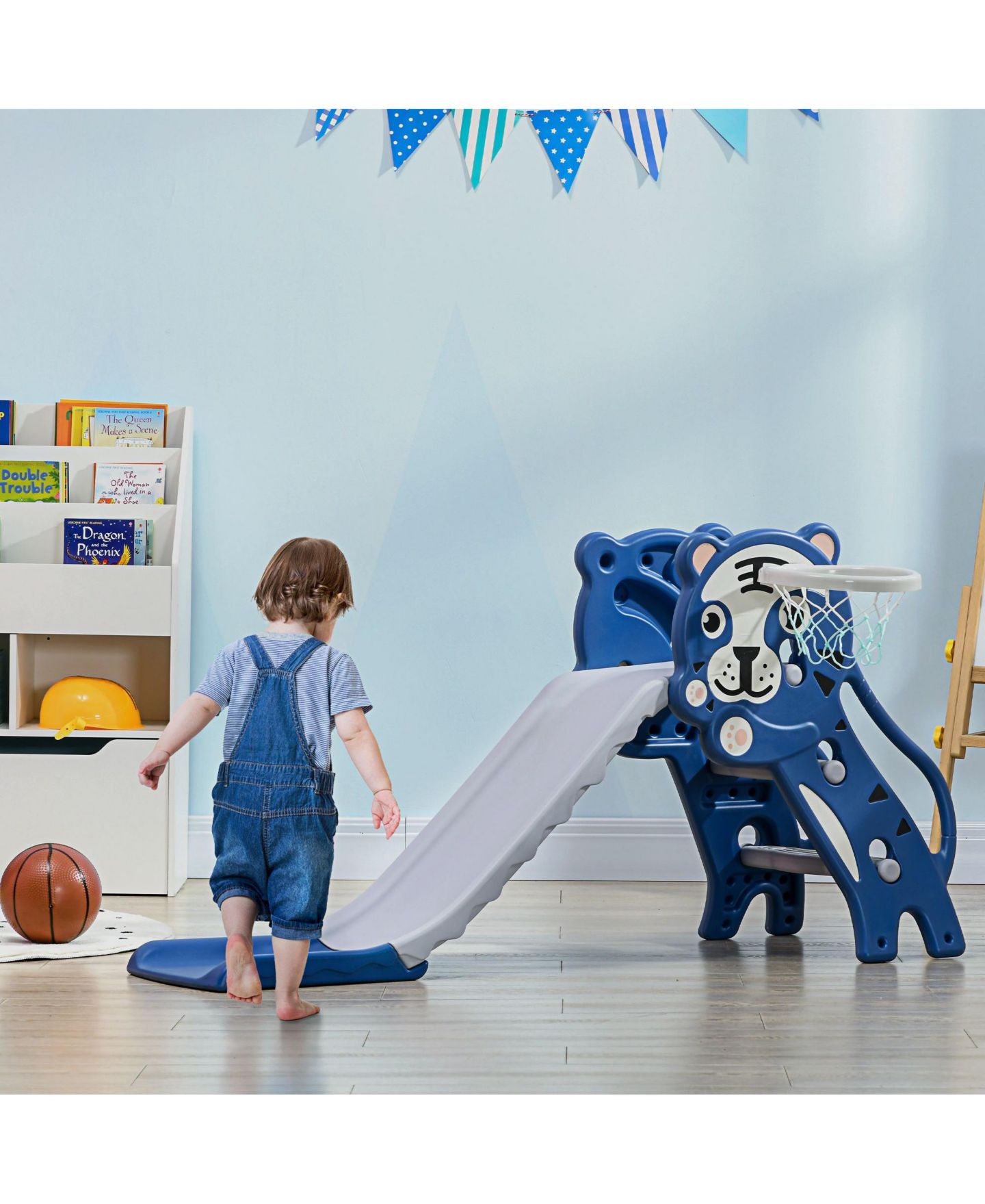 Детская игрушка SEVORLEY Activity Slide with Climbing and Sliding, Non-Slip Steps & Basketball Hoop, Ages 18-36 Months, цвет: Синий — фото 11