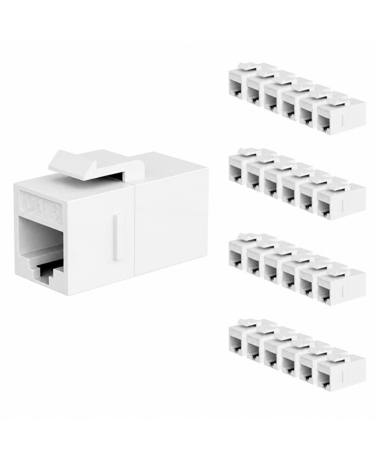 Lofree RJ45 10-Gigabit Ethernet Female-to-Female Keystone Coupler Jack, Compatible with Cat5e and Cat6 Ethernet Cables, 25-Pack - White cat6