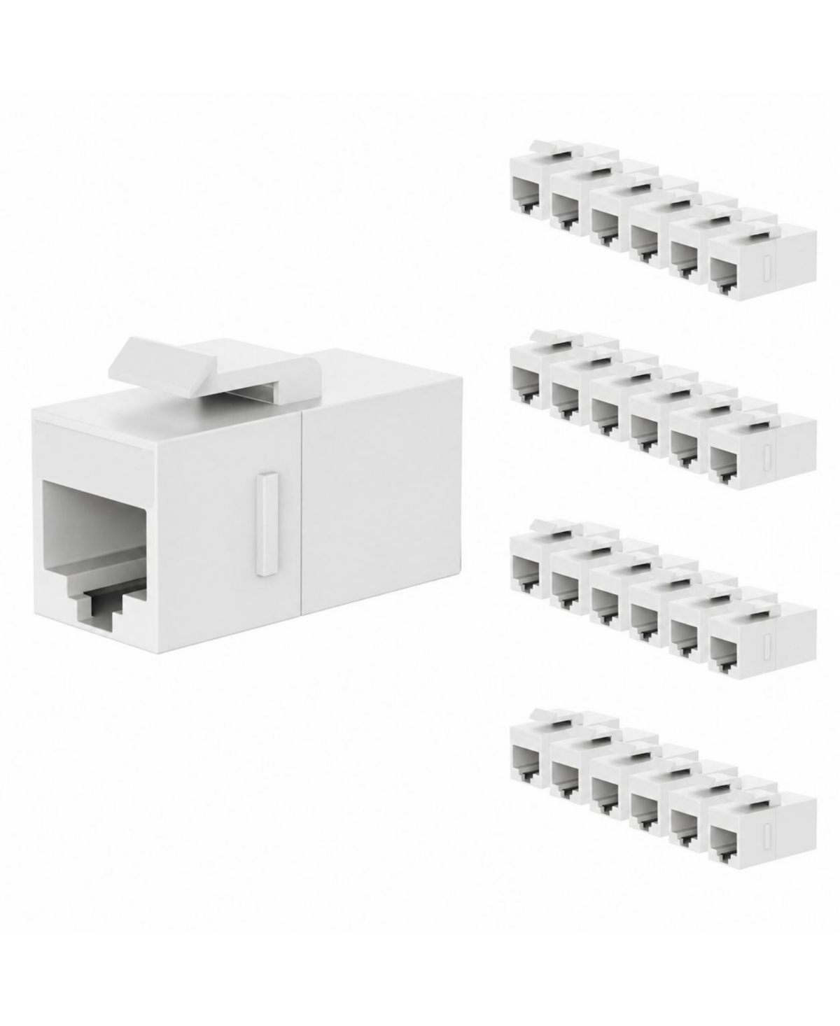 Lofree RJ45 10-Gigabit Ethernet Female-to-Female Keystone Coupler Jack, Compatible with Cat5e and Cat6 Ethernet Cables, 25-Pack - White cat6a