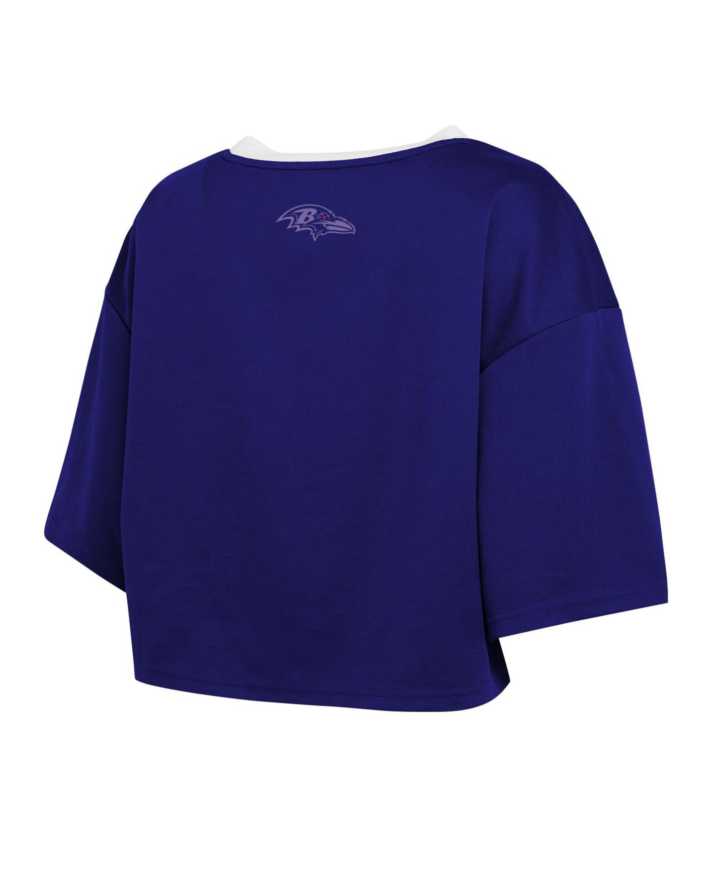 Женская футболка WEAR by Erin Andrews Purple Baltimore Ravens Cropped V-Neck Jersey — фото 3