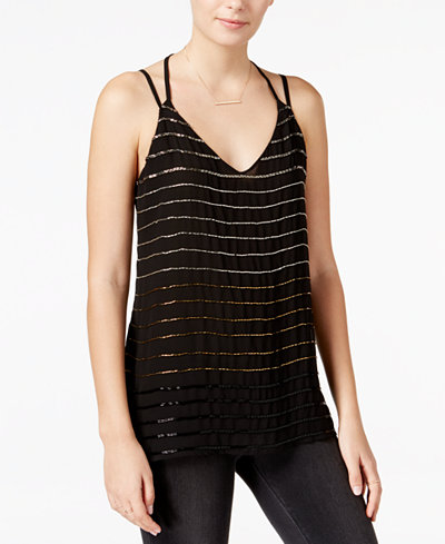 Bar III Bead-Striped Double-Strap Top, Only at Macy's