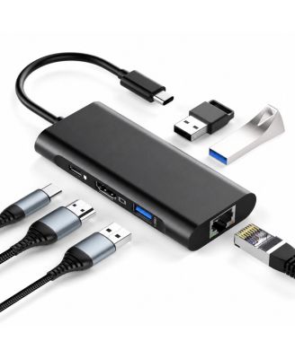 6-in-1 4K HDMI 100W Power Delivery USB-C Hub Multiport Adapter for PC/Mac