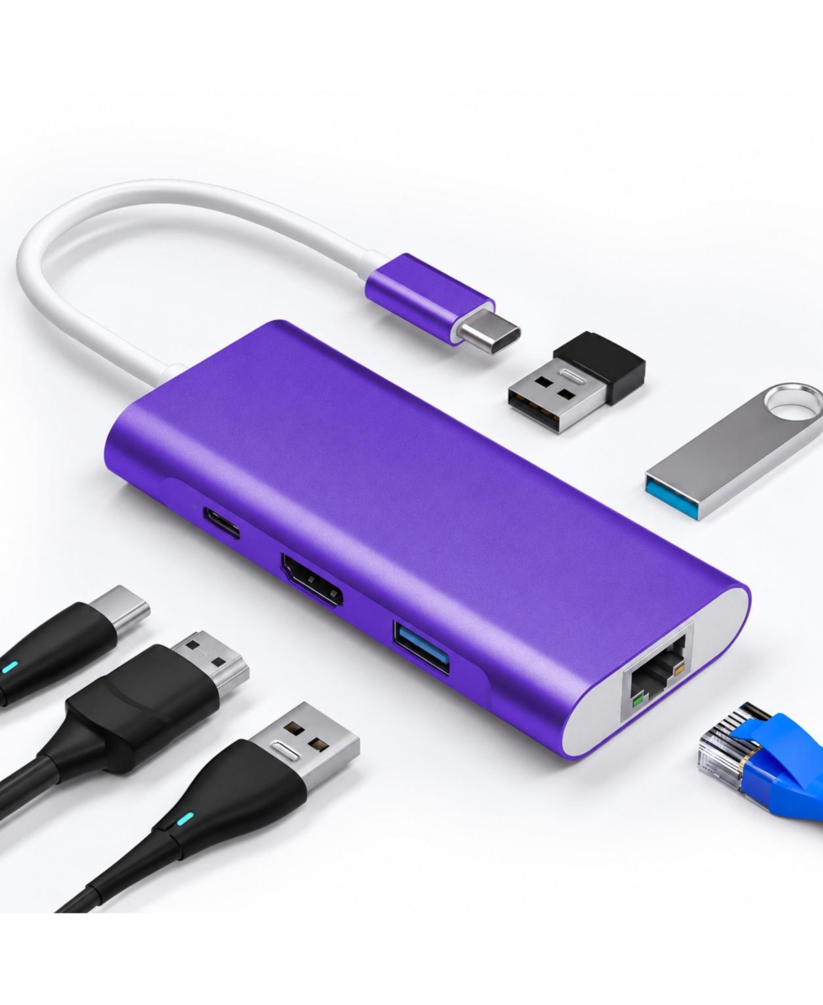 Lofree 6-in-1 4K Hdmi 100W Power Delivery Usb-c Hub Multiport Adapter for Pc/Mac - Darkpurple