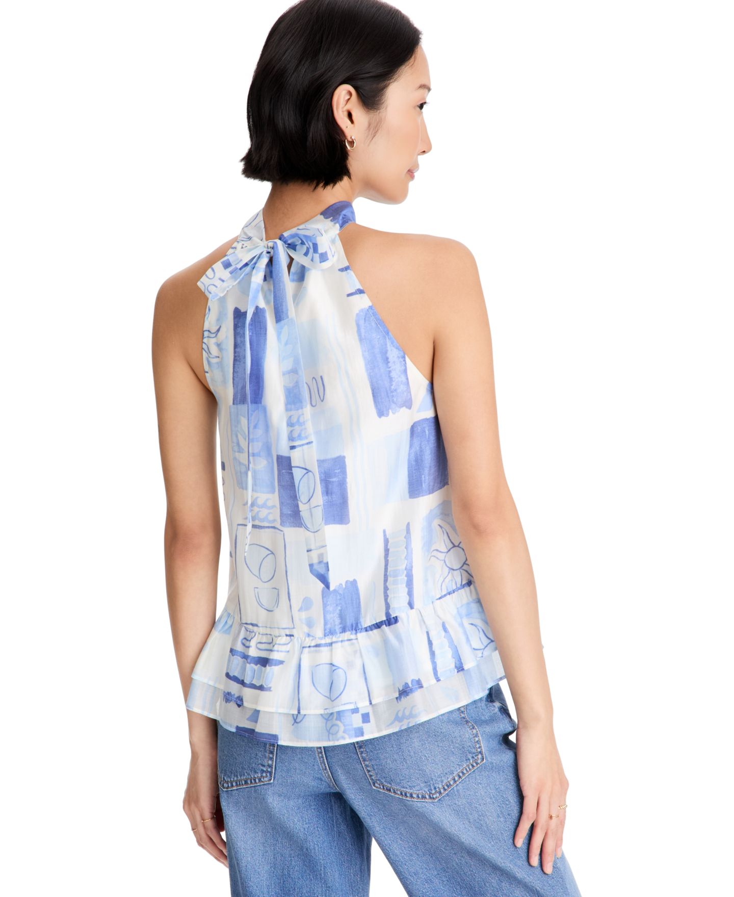 Женский топ On 34th Halter Bow Tie Neck Ruffled-Hem, цвет: Mackenzie Market — фото 3