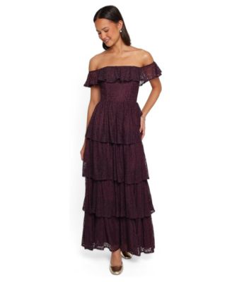 Women's Miravelle Off-the-Shoulder Tiered Lace Maxi Dress