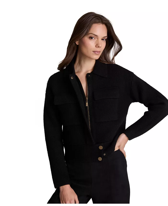 Women's Long Sleeve Collared Utility Sweater Jacket - thumbnail 7
