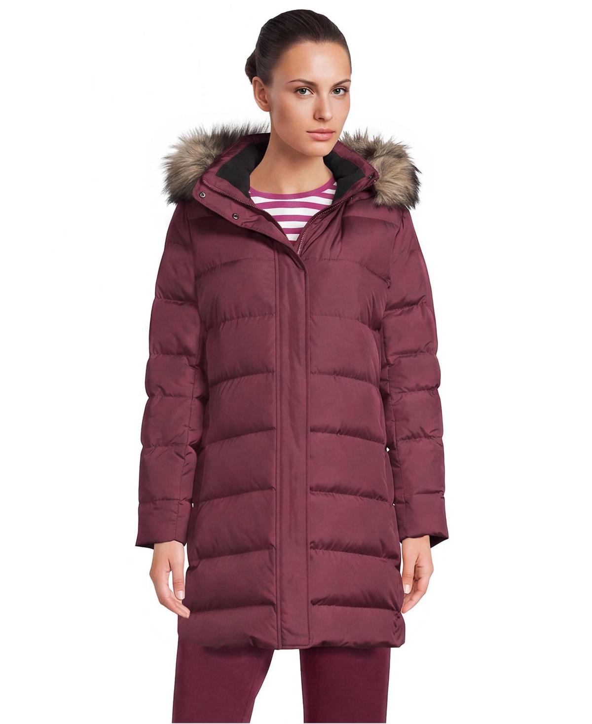 Lands' End Women's Tall Max 600 Down Puffer Coat - Rich burgundy