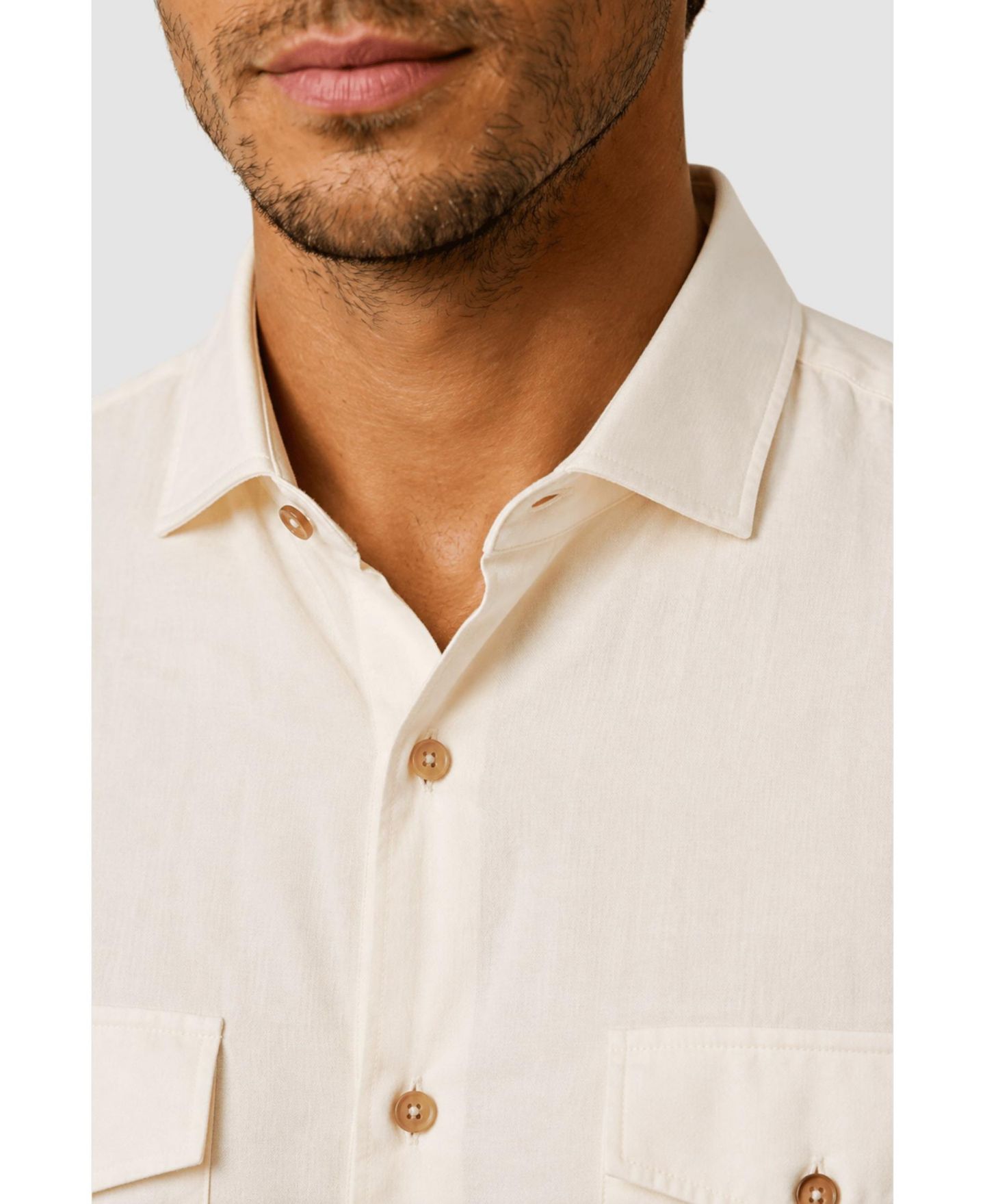 Мужская рубашка Garnet Regular-Fit Cotton-Cashmere Blend Overshirt, цвет: Молочный белый — фото 2