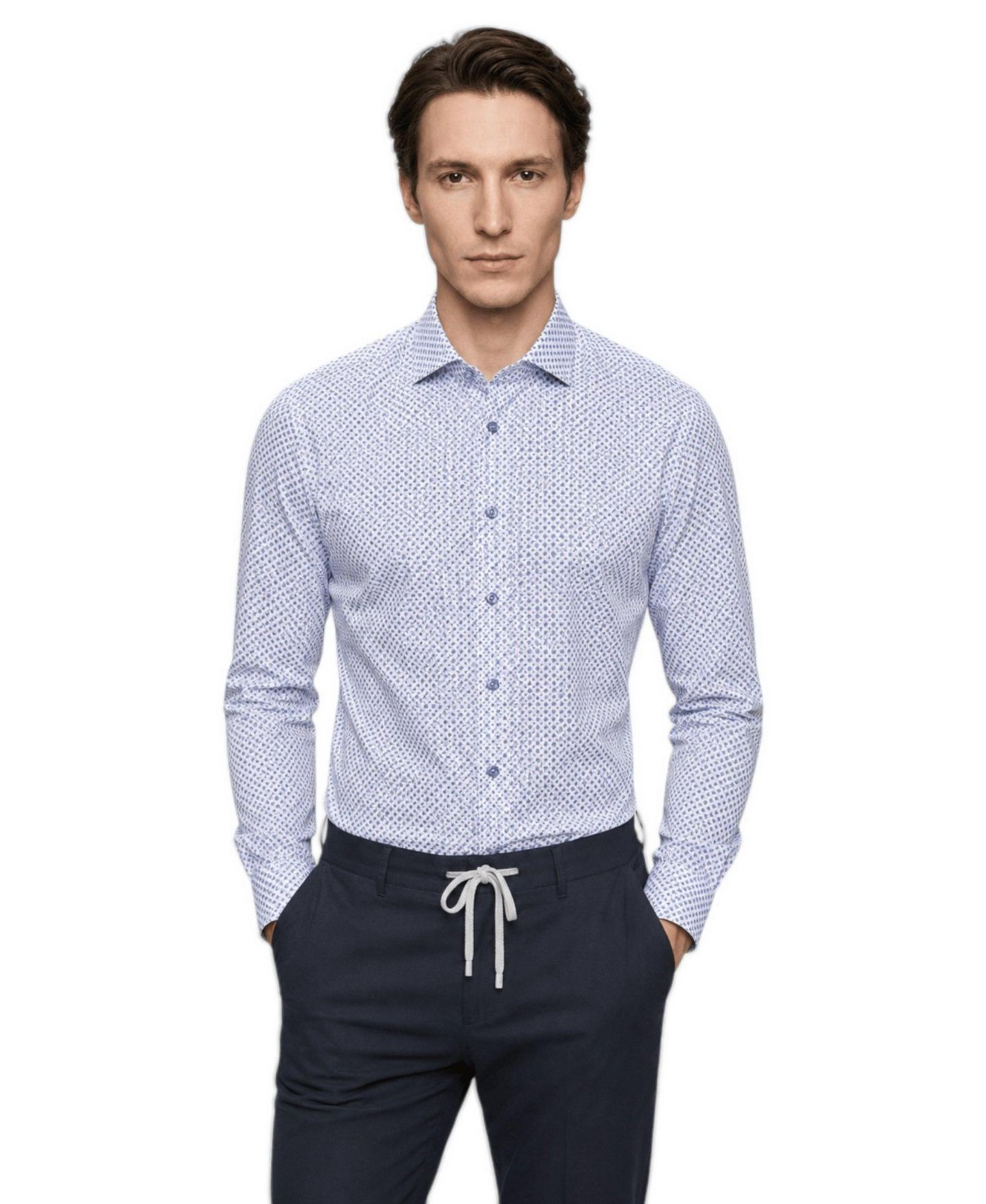 Мужская рубашка Garnet Regular-Fit Spread-Collar Print Long-Sleeve Button-Down, цвет: Lake — фото 2