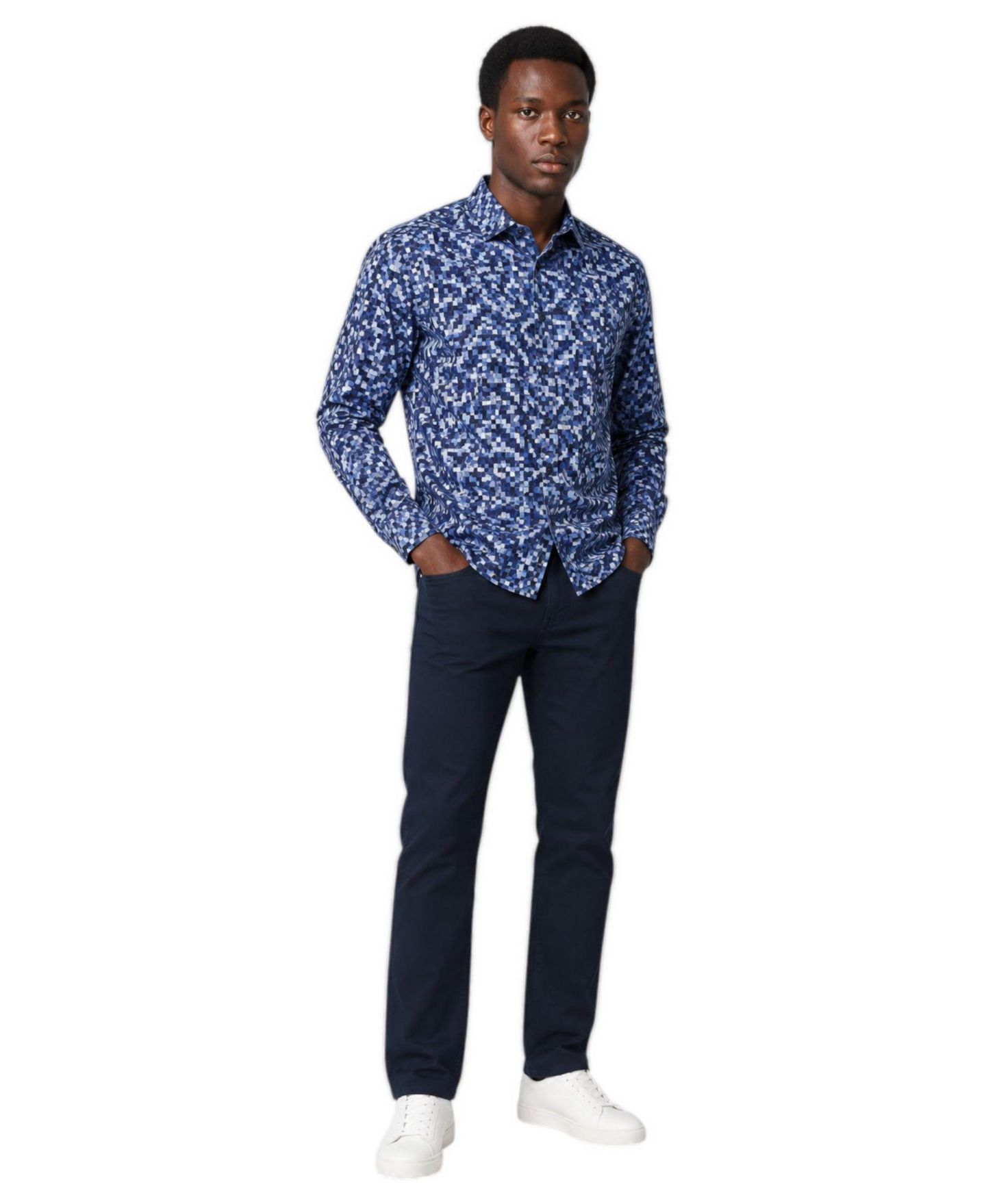Мужская рубашка Garnet Spread Collar Floral-Print Long-Sleeve Button-Down, цвет: Королевский синий — фото 4