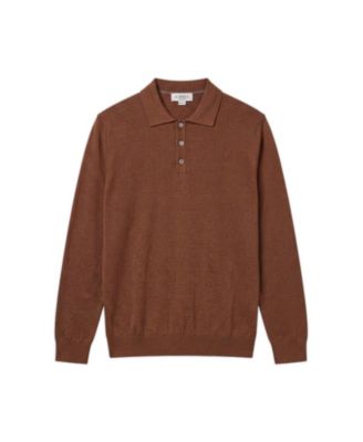 Men's Merino Wool Polo Long-Sleeve Sweater