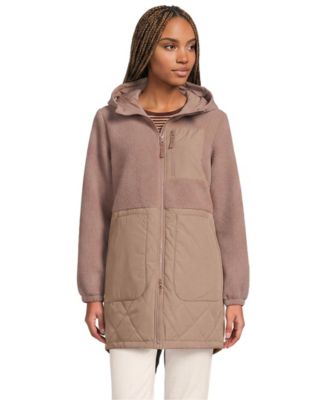 Women's High-Pile Fleece Quilted Mixed-Media Hooded Parka